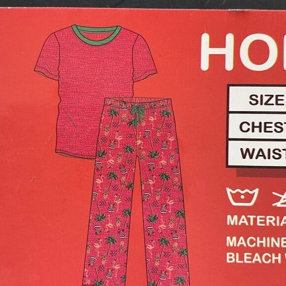 ANDE Holiday Men’s Small Pant and T-Shirt Sleep Set - Festive Flamingos - Picture 5 of 5